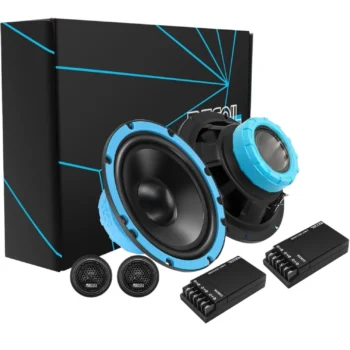 Set me 2 bokse profesionale 6.5 inç për makinë, me fuqi 100W secili dhe bass të fuqishëm.